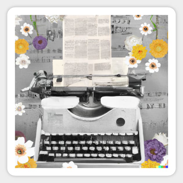 Typewriter Collage Design - Cute Writer Gift Ideas Sticker by WrittersQuotes